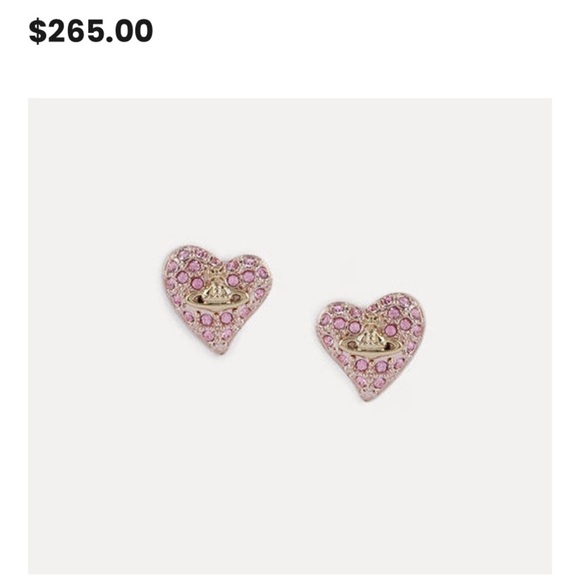 Vivienne Westwood Jewelry - Vivienne Westwood Timy Diamante Heart Earrings Pink and Gold